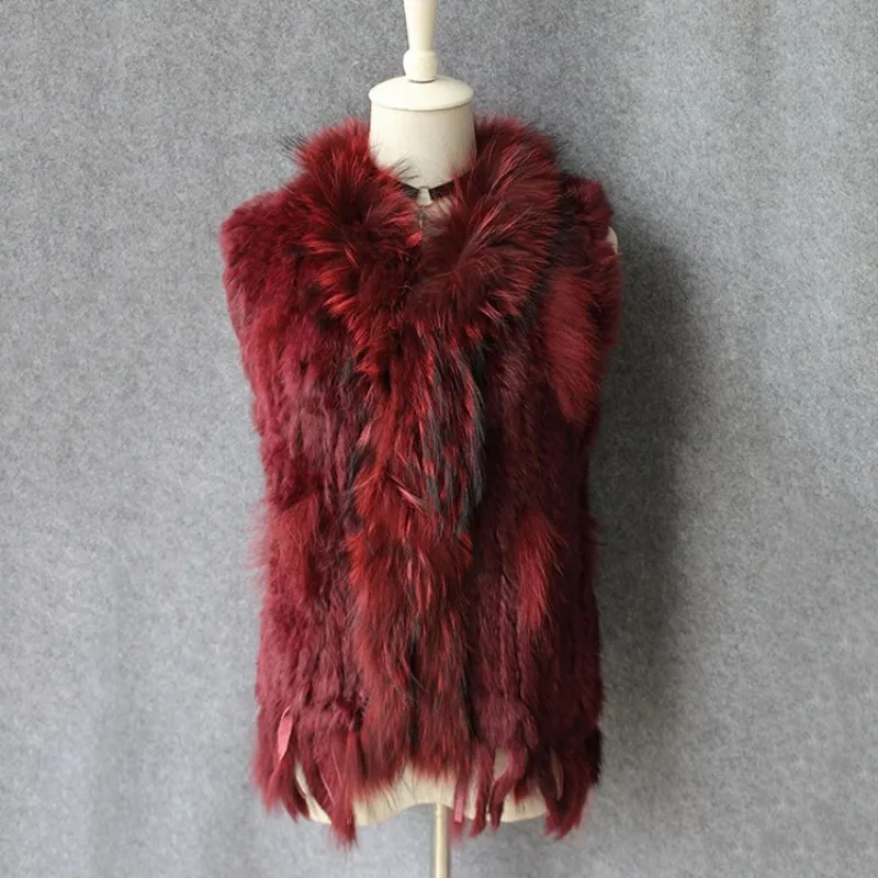 Жилет из натурального меха кролика женский жилет роскошный элегантный воротник