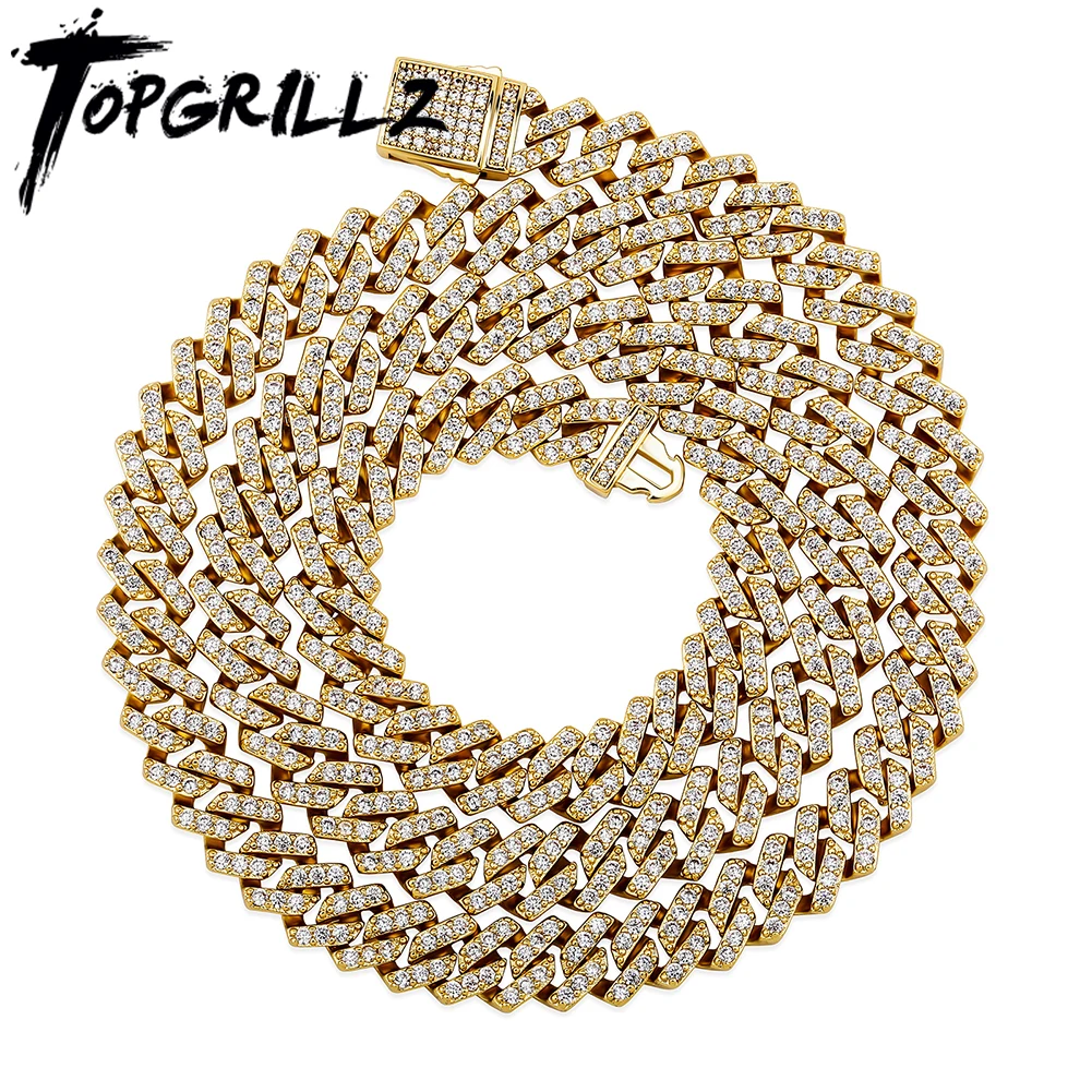 TOPGRILLZ-collar de cadena cubana de Miami de 8mm, gargantilla de oro blanco con nuevo cierre de primavera, Circonia cúbica, joyería de rapero de Hip Hop