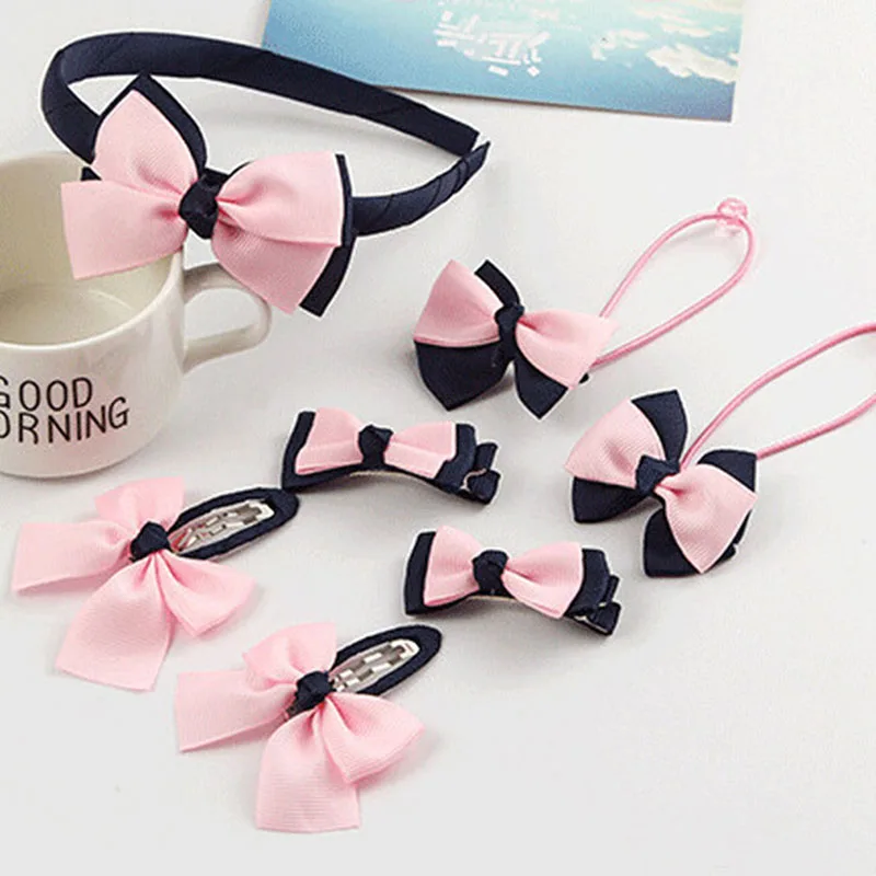 

New 7PCS/Set Children Headband Hairpins Hair Accessories Dot Bow Hair Hairband For Girls Princess Hair Clips Headwear
