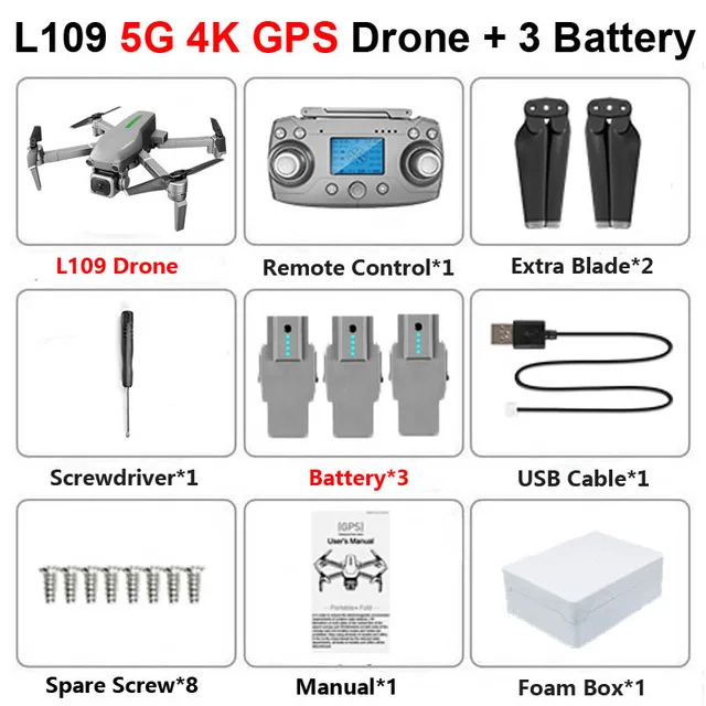 L109 4K 3B FOAM Радиоуправляемый квадрокоптер L109 Дрон gps 4K HD камера 5G wifi FPV Бесщеточный мотор складной селфи дроны Профессиональный 1000 м дальние расстояния - Цвет: L109 4K 3B FOAM