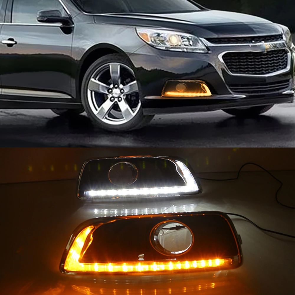 Дневные ходовые огни для Chevrolet Chevy Malibu 2012 2013 2014 2015 дневной свет с желтым указателем