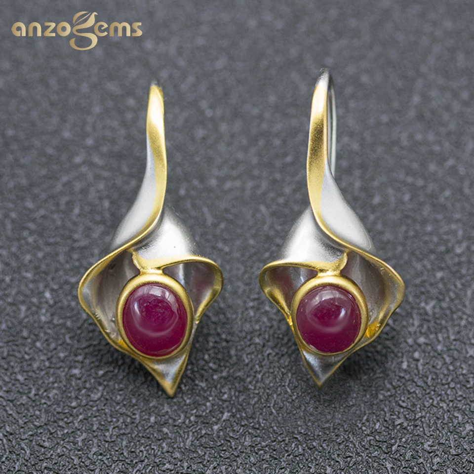 Anzogems 3.0ct подлинные рубиновые висячие серьги из серебра 925 пробы с драгоценным