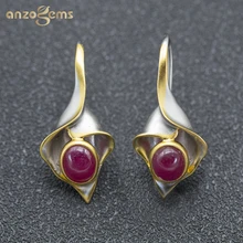 Anzogems 3.0ct подлинные рубиновые висячие серьги из серебра 925 пробы с