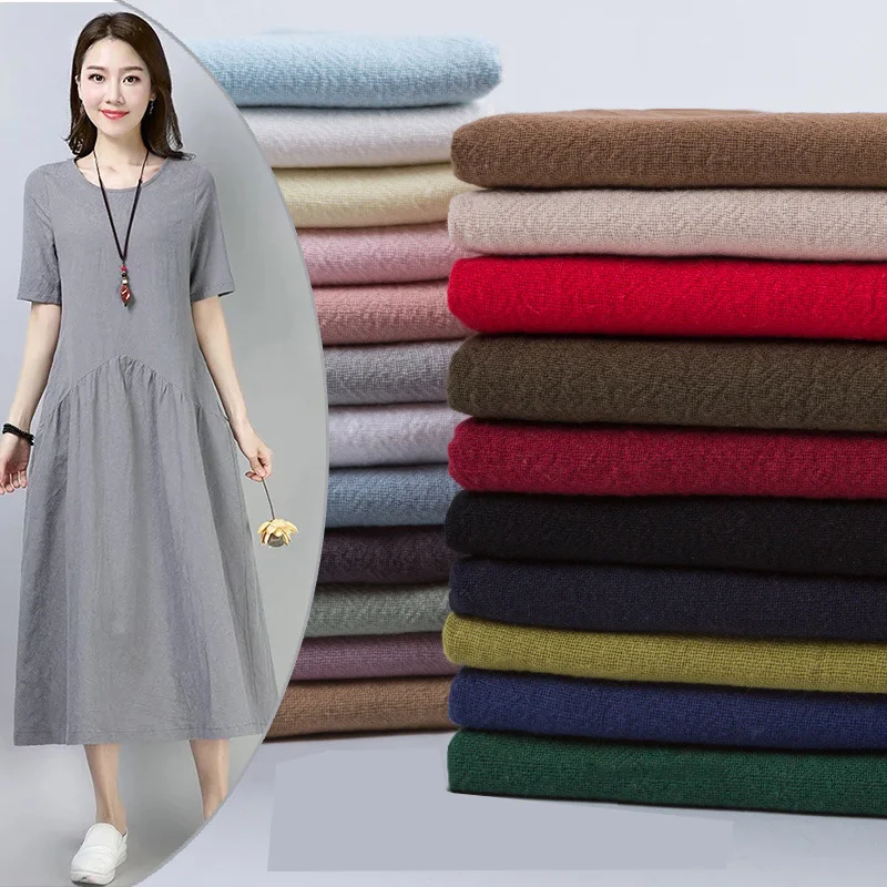130x50cm thin solid color Sand washing treatment cotton linen cloth slub soft fabric diy dress robes clothing handmade
