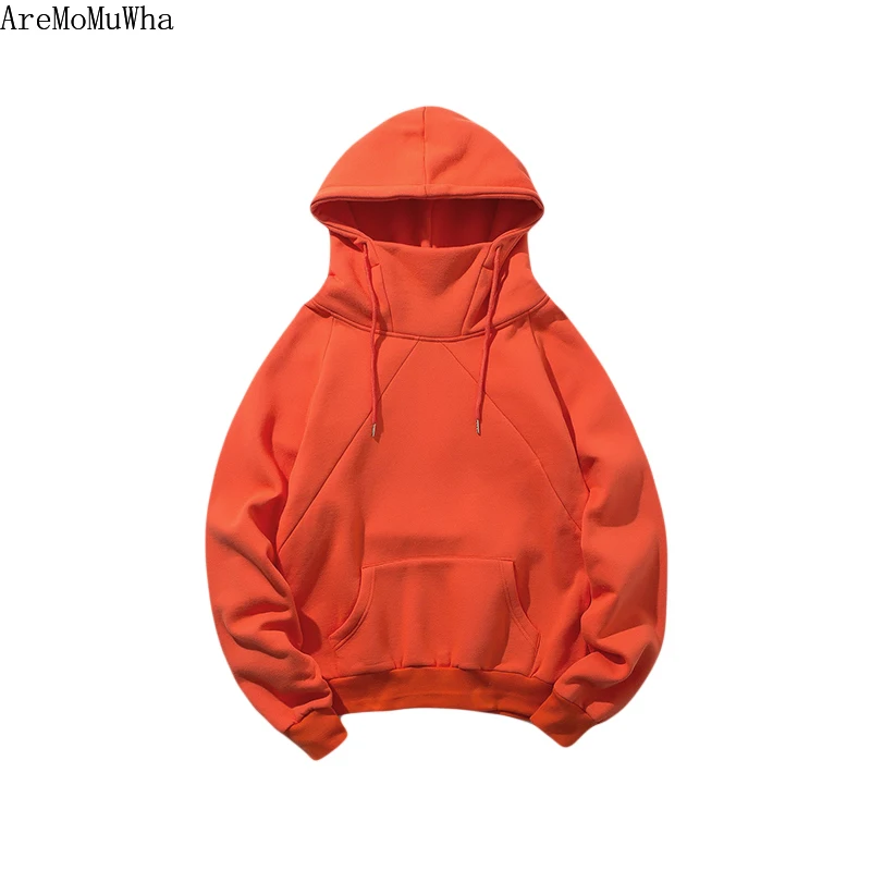Autumn Winter New High Collar Sweatshirts Men's Hooded Hood Loose Plus Velvet Hoodie Korean Version of The Men Hoodies M-2XL | Мужская
