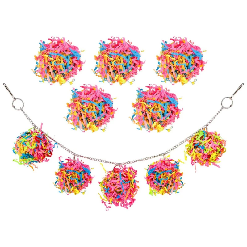 

Parrots Toys Bird Accessories For Pet Toy Parrot Colorful Bite Paper Hanging String Toy Ball Bird Interactive Bite Chew Toys