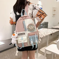 cute college backpacks women candy color drawstring schoolbag for teenage girls large capacity backpack student book bag