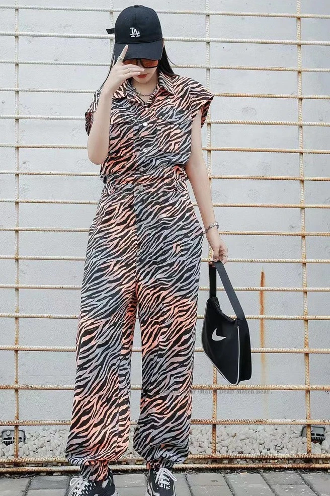 

QING MO Large Size Fashion Jumpsuit Women Zebra Striped Jumpsuits 2021 Summer Women Temperament Jumpsuit ZQY7067