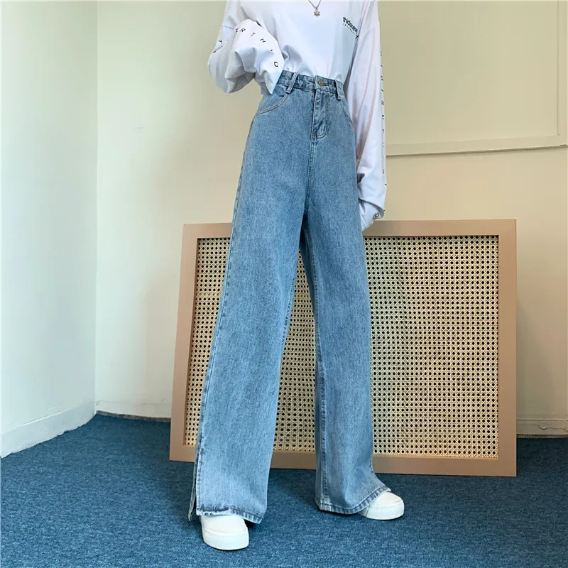 

Women High Waist Jeans Summer New Straight Baggy Wide Leg Jeans Pants Full Length Retro Large Size Daddy Thin Pants 50-72-1