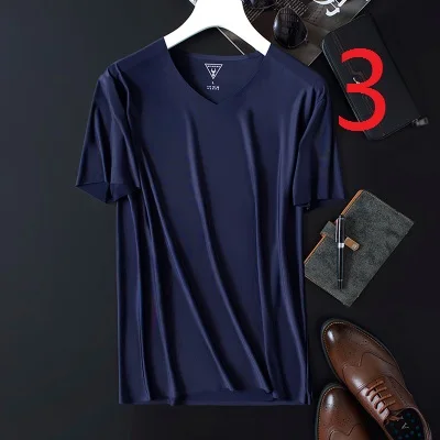 

Summer men's seamless ice silk T-shirt sliding material half-sleeved thin section short-sleeved