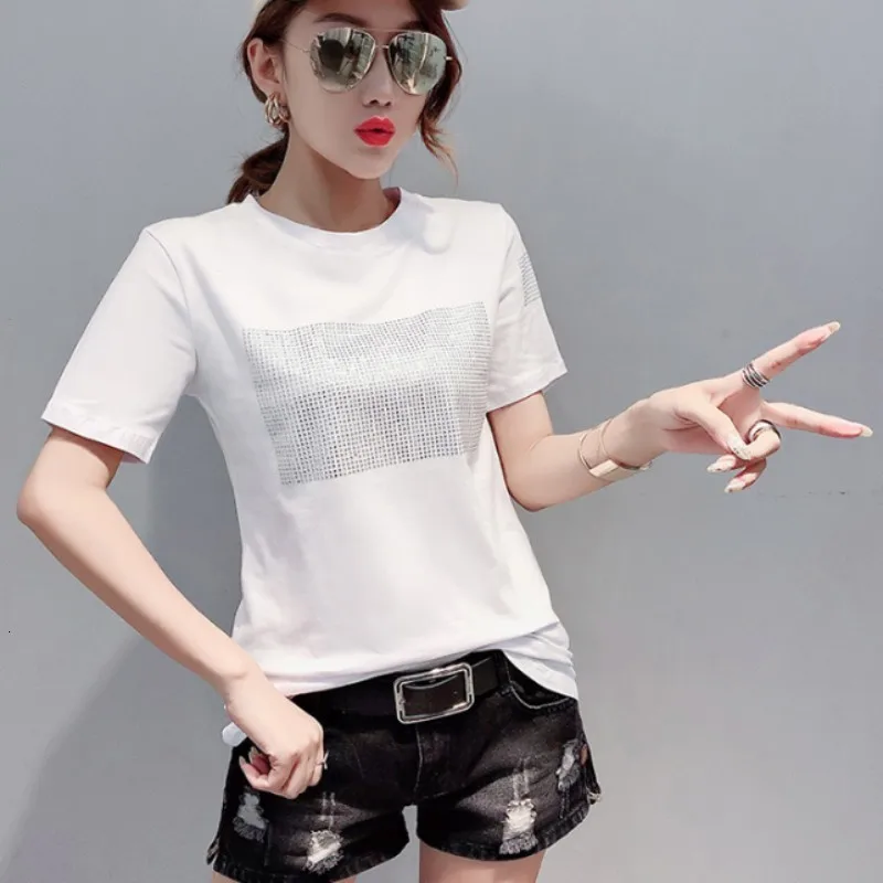 Женская футболка с коротким рукавом белая или черная классическая свободная из