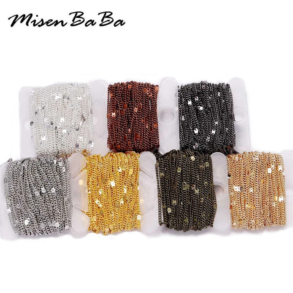 5 м/лот тонкая цепочка из сплава золотого и серебряного цветов для