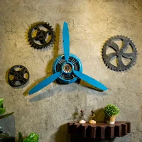 3 COLOR INDUSTRIAL AIR PLANE PROPELLER METAL WALL CLOCK MUTE AND HD DISPLAY AEROPLANE RETRO ORNAMENT DECOR CRAFTS