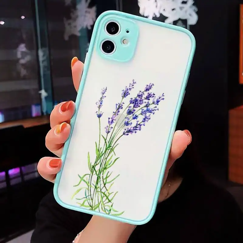Простой матовый прозрачный чехол для телефона с фиолетовыми цветами iPhone 7 8 x xs xr 11