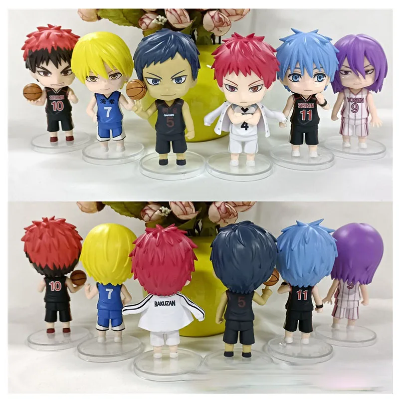 

6PCS Anime Kuroko's Basketball Kuroko Tetsuya Kagami Akashi Kise Ryota Dolls Q Version Action Figure Model Toys Set Ornament
