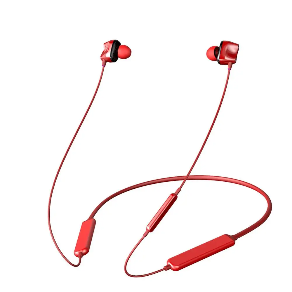 Tourya S7, беспроводные наушники, Bluetooth 5,0, спортивные наушники, 30 H, время воспроизведения, четыре привода, гарнитура с шейным ремешком для телефона, спорт - Цвет: Red