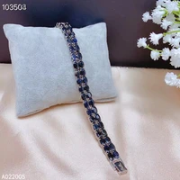 fine jewelry 925 pure silver chinese style natural sapphire girl luxury popular oval gemstone hand chain bracelet support detect