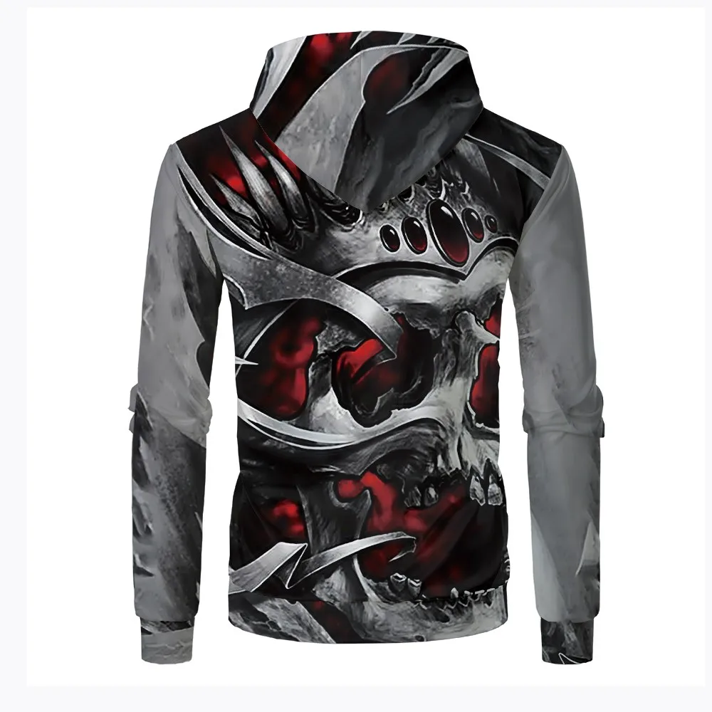 Новая толстовка с капюшоном ужасным принтом 3d Толстовка черепом супер крутая