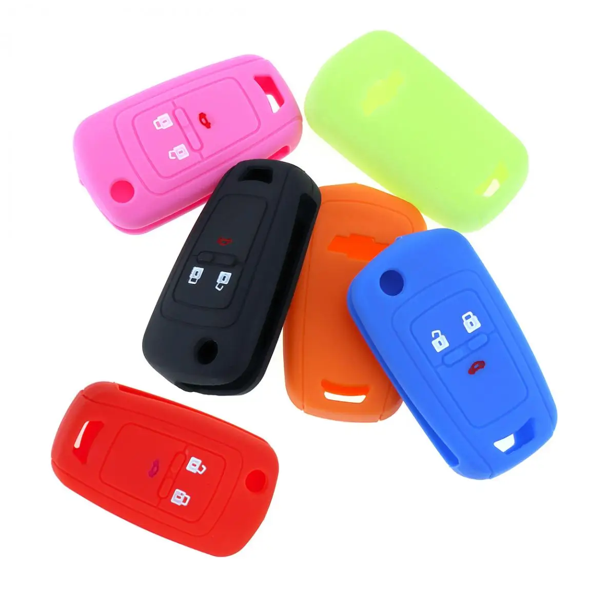 

3 Buttons 6 Colors Solid Silicone Car Remote Key Cover Fit for Spark Onix Silverado Chevrolet Cruze Volt Camaro Aveo Sonic