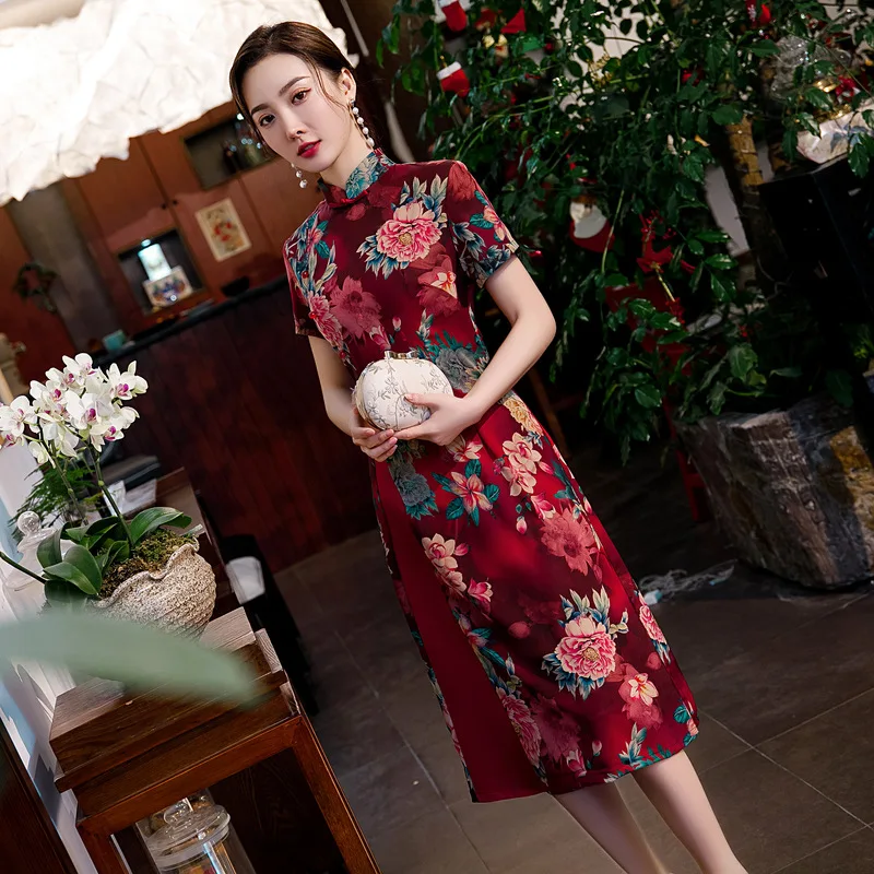 Улучшенное винтажное платье для матери аозай Ципао банкетов среднего и старшего