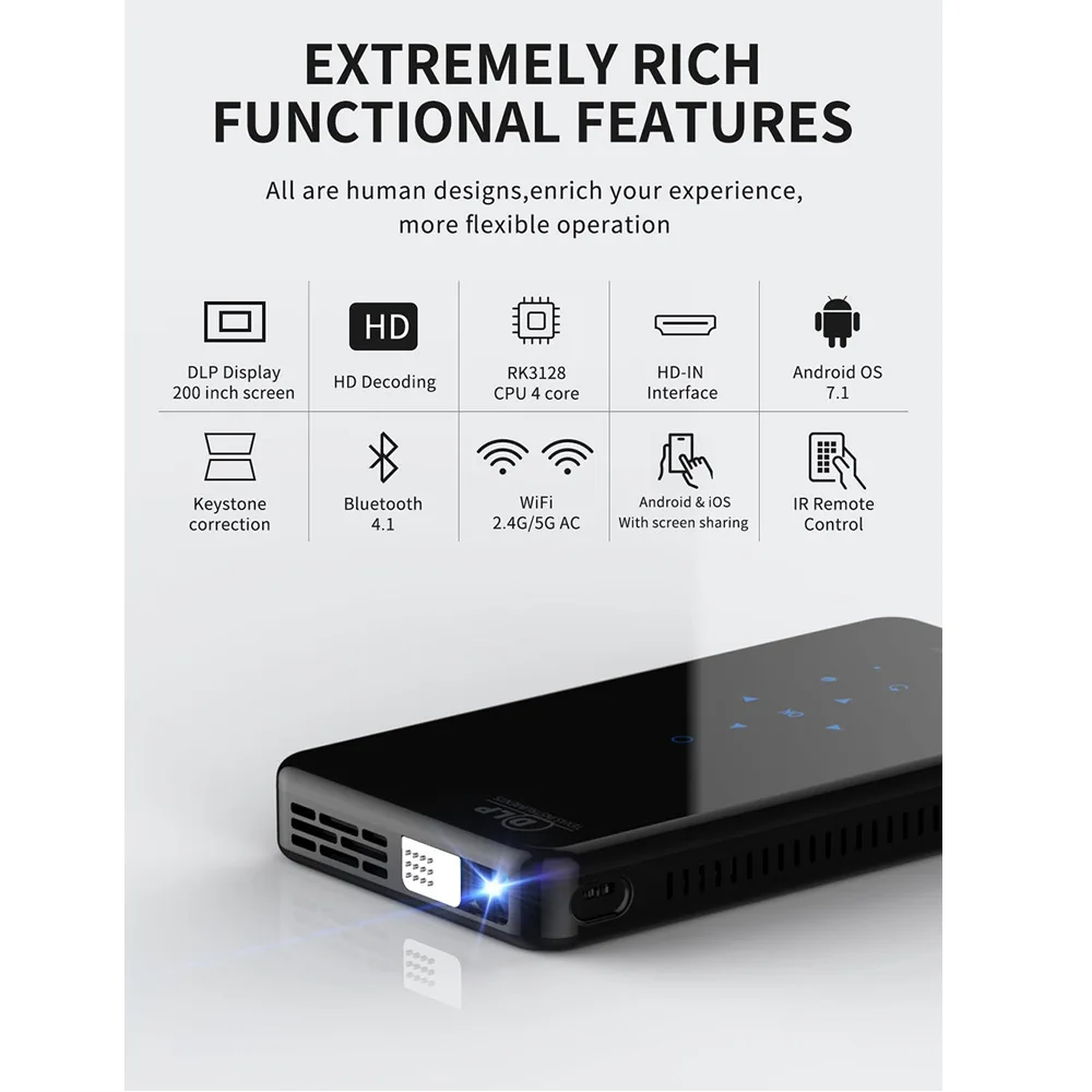 DLP X2 мини-проектор со встроенным аккумулятором 2000 люмен HDMI USB портативный проектор 1080P H.265 проектор для домашнего кинотеатра 4K светодиодный X3 проектор