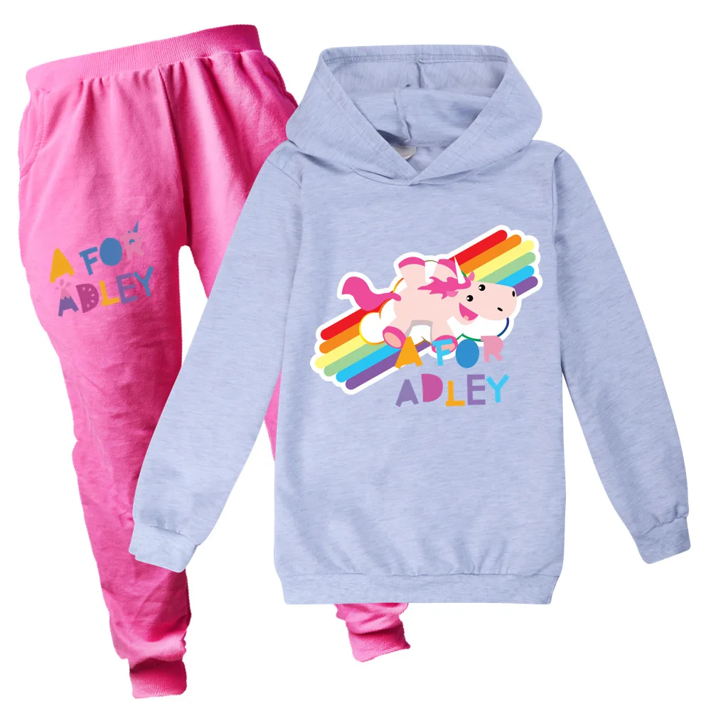 New Kids Clothes A for Adley Baby Long Sleeve Hoodies T Shirt +Pants For Boys Spring Autumn Set Outfits 2Pcs Girls Christmas Set