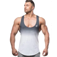 plus size m 3xl mens sports vest sexy u shaped neck tank tops casual sleeveless gradient color fitness clothing