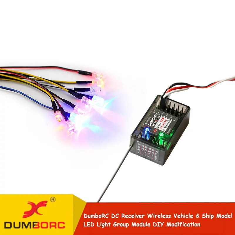 Dumborc-M&oacute;dulo de grupo de luces LED, receptor de CC inal&aacute;mbrico, Control remoto, modelo de veh&iacute;culo y barco, simulaci&oacute;n de enlace de remolque, carcasa de coche DIY-0