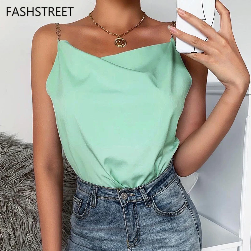 Женский топ на тонких бретельках FASHSTREET повседневный однотонный с открытой