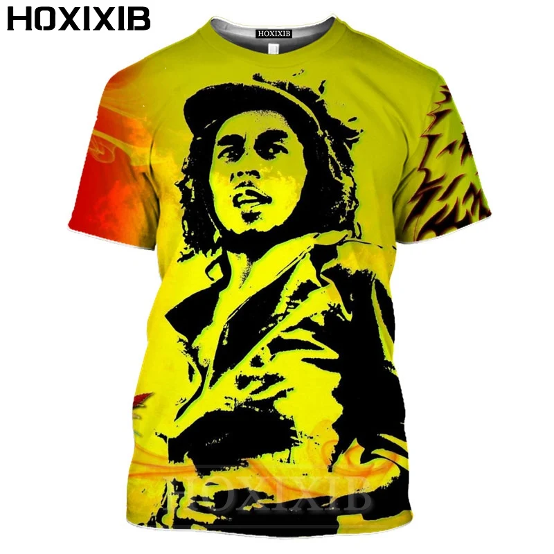 Футболка мужская HOXIXIB с 3D-принтом японским певицом песенником Бобом Марли белая