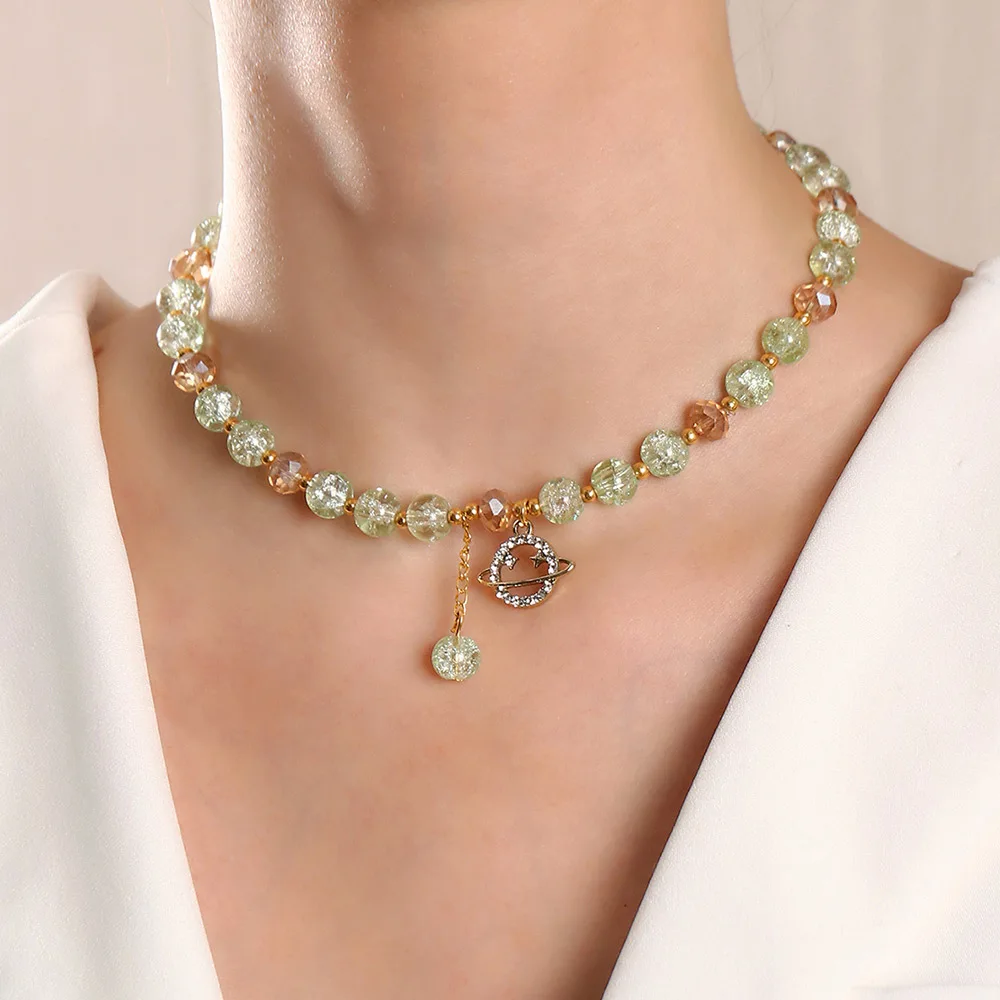 Модные ожерелья-Чокеры с бусинами Женская милая/романтичная цепочка на шею