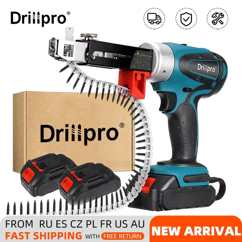 

Бесщеточный Электрический гвоздезабивной пистолет Drillpro 90N.m, степлер, деревообрабатывающий Электрический клейкий инструмент, электроинстр...