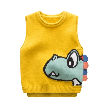 Одежда для маленьких детей Сезон осень-зима Вязаный свитер мальчиков Жилет Принт