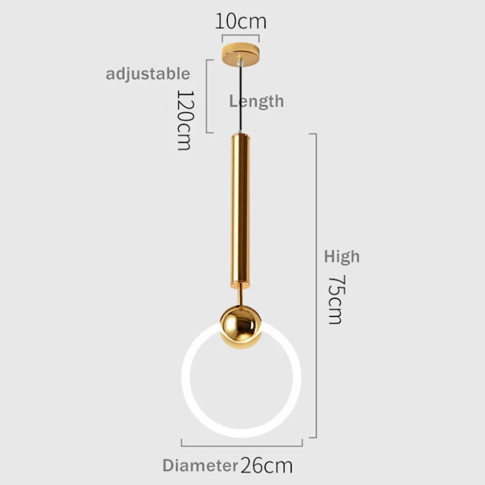 Современная Подвесная лампа в скандинавском стиле простой кольцевой светильник
