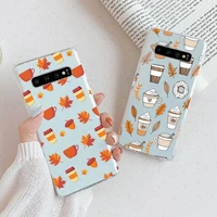 pumpkin happy autumn fall leaves phone case transparent for samsung galaxy a s note 9 10 51 50 71 70 80 20 21 30s ultra plus