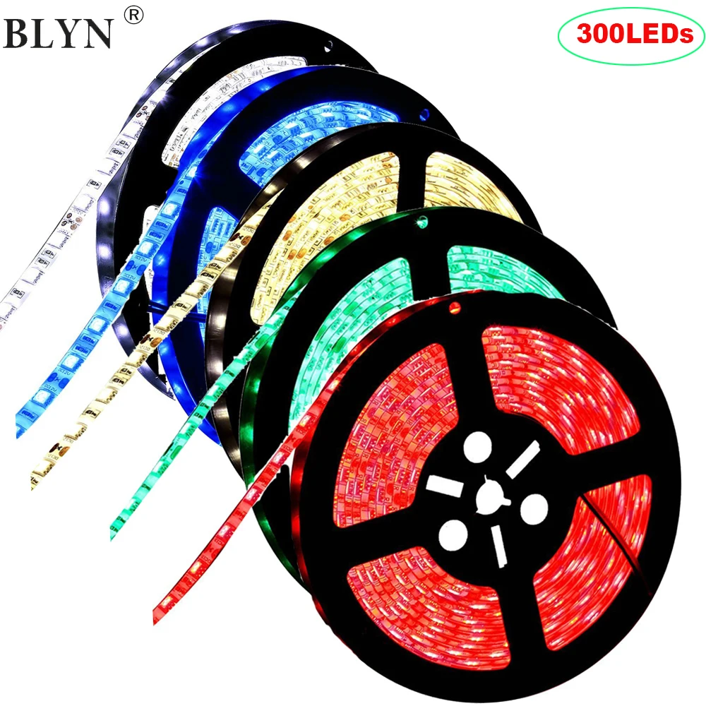 

12V 5M 300LEDs SMD 5050 Waterproof LED Strip Light Flexible Ribbon Lighting Strips White Warm White Red Blue RGB Green