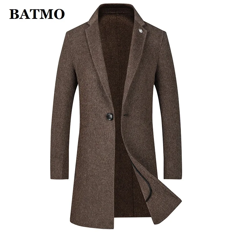 Мужское шерстяное пальто BATMO 70% мужские зимние длинные куртки Размеры M L XL XXL XXXL