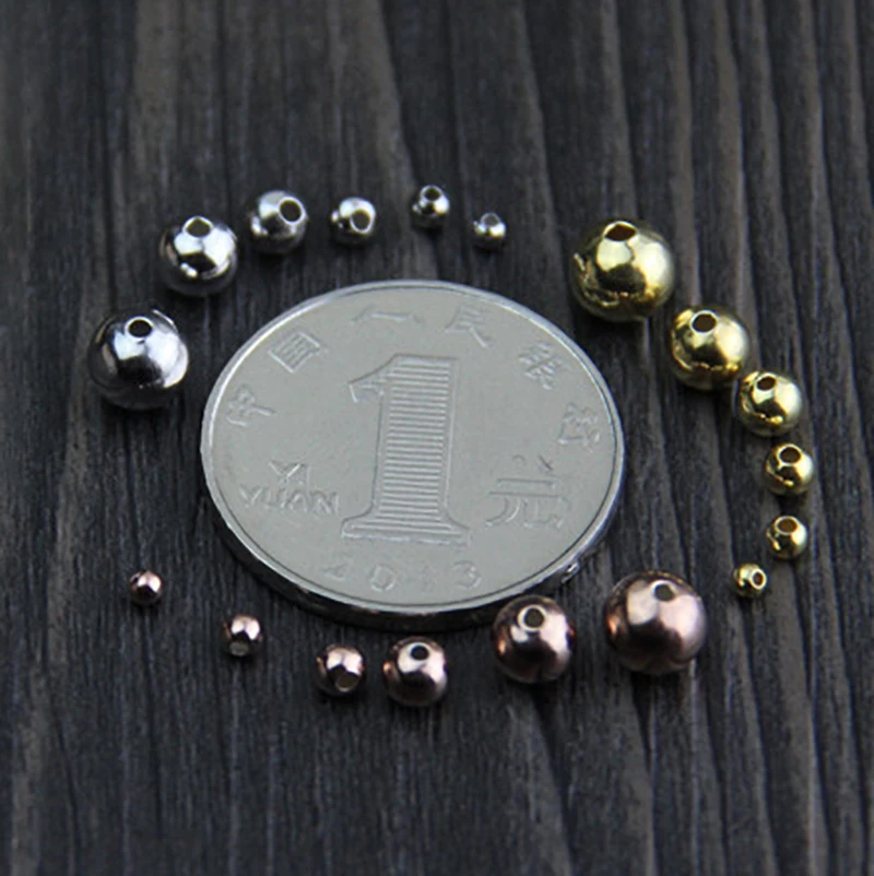 30pcs Gold / Platinum / Rose Gold 925 Sterling Silver Round Spacer Beads Handmade Beading DIY Bracelets Charm Jewelry Making