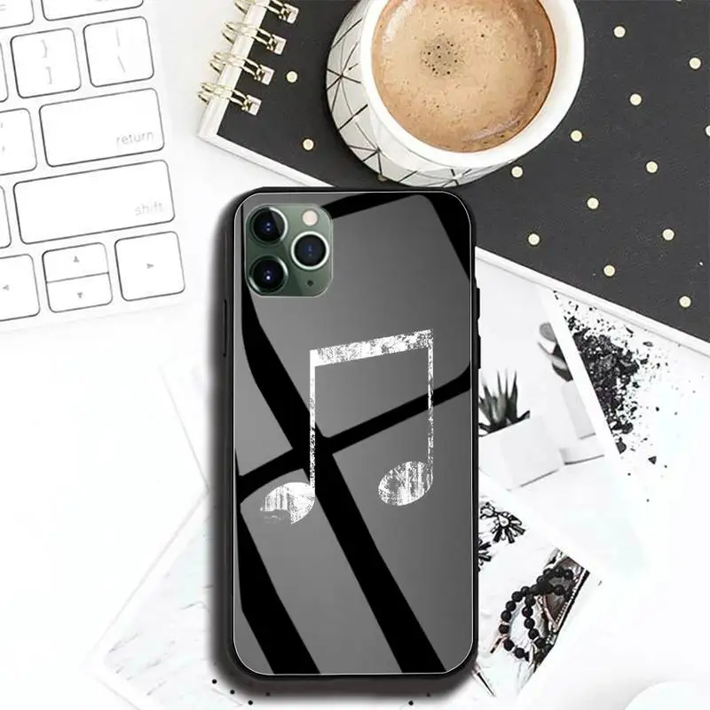 

The Piano music Phone Case case For Iphone 11 Pro MAX XR X 7 8Plus SE2020 DIY Shockproof Glass Soft Silicone Edge
