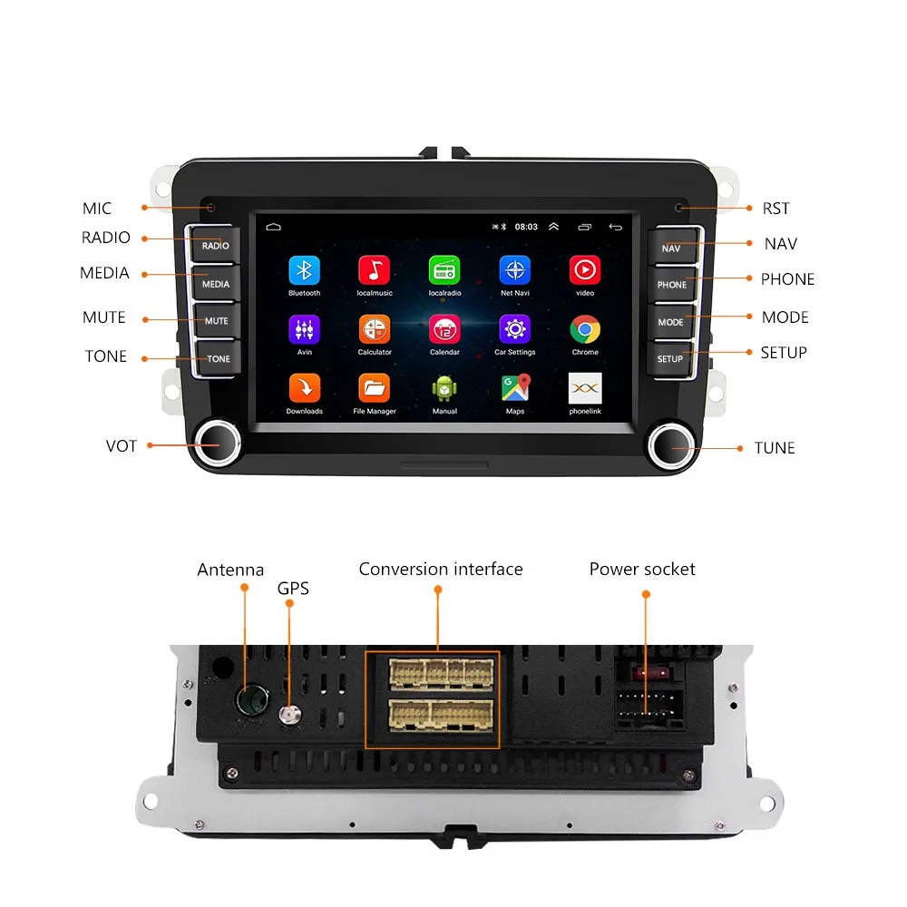 Фото Автомагнитола для VW Golf, Polo, Jetta, Passat, Skoda, автомобильный мультимедийный плеер с Bluetooth, Android, автомобильные электронные аксессуары 7 дюймов №3