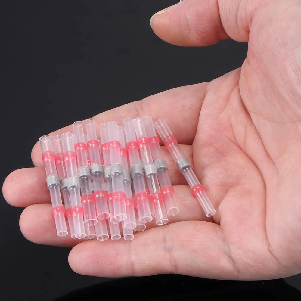 

100 Pcs Car Wire Connectors Set Car Accessories Kit Heat Shrink Solder Sleeves Wire Crimp Butt Terminals Connector