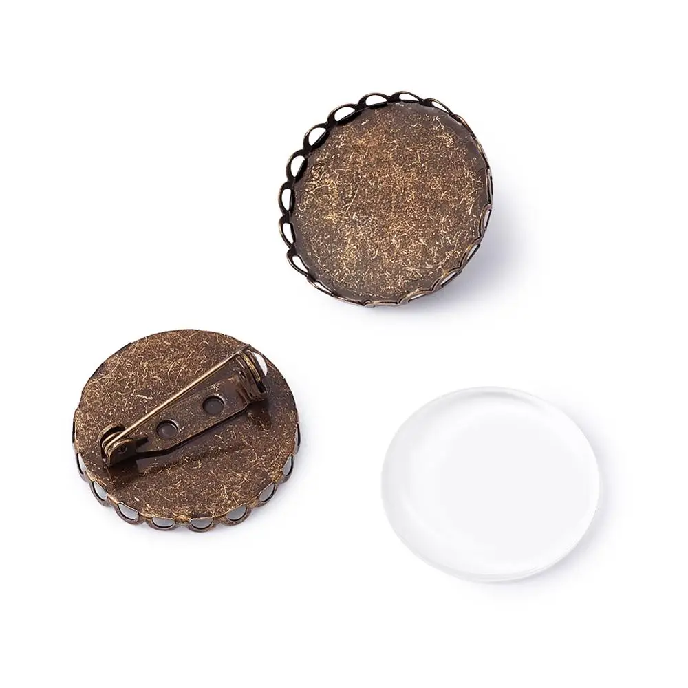 25 мм купольная прозрачная стеклянная крышка и античная бронза латунные Базовые