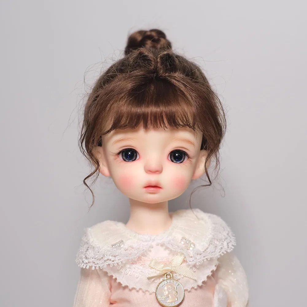 

BJD doll simulation hair suitable for 1/6 fashion neat bangs micro curls women's single mohair fake hair red brown linen etc