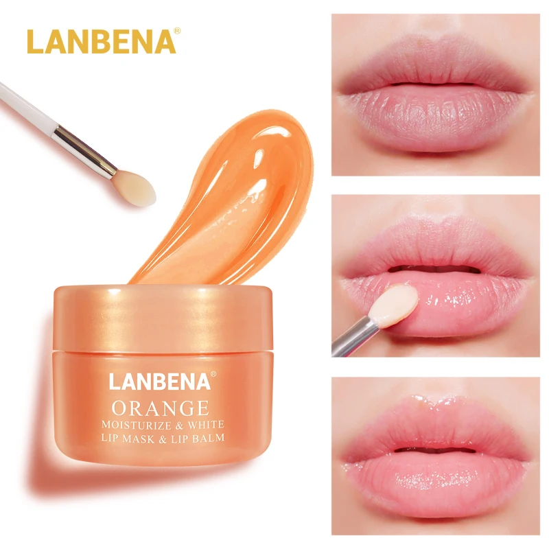 LANBENA Orange Lip Mask Plumper Vitamin C Lips Cream Balm Sleeping Anti Wrinkle Moisturizing Exfoliator Nourishing |
