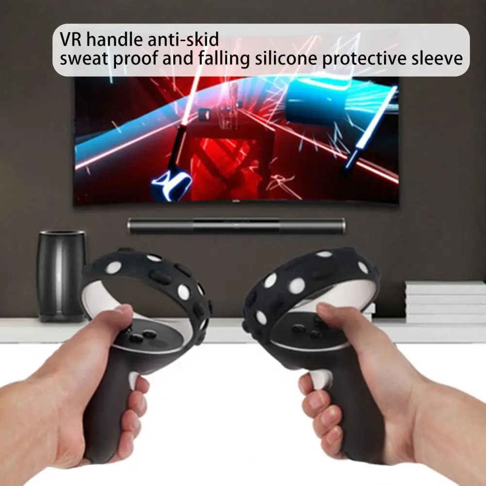 

Комплект из 2 предметов, на нескользящей подошве с защитой от пота Мягкий силиконовый чехол контроллер ручка Защитная крышка для Quest2 Очки ви...