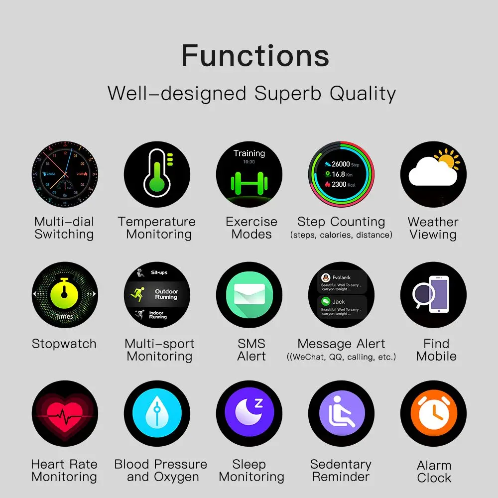 

Smart Watch Full Touch Screen Women Smartwatch Men Sport Fitness Waterproof Bluetooth Music For IOS Android Phone