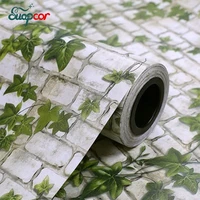 self adhesive country thicken wallpaper green leaf brick pattern pvc waterproof living room restaurant renovation wall stickers