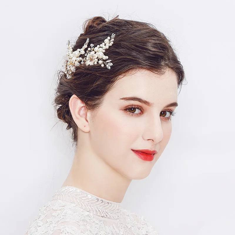 Гребень Стразы с белым жемчугом свадебный головной убор для невесты аксессуары