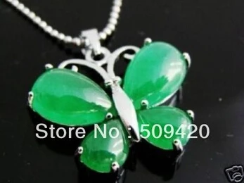 Бесплатная доставка&gt 5 шт тибетский серебряный зеленый нефрит бабочка ожерелья