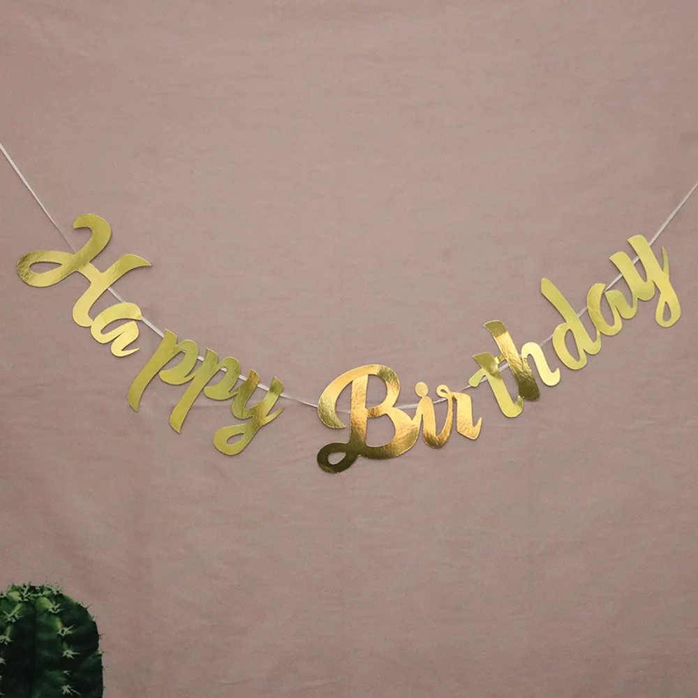 D. 1 Набор С Днем Рождения баннер для детей Бумага вечерние украшения Письмо шляпа